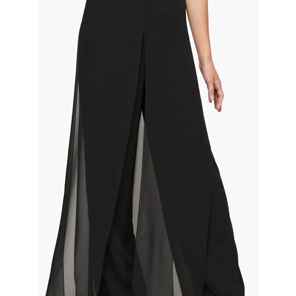 Another Thyme Pants - Another Thyme Black Shiffon Wide Leg Draped Trouser Size XL